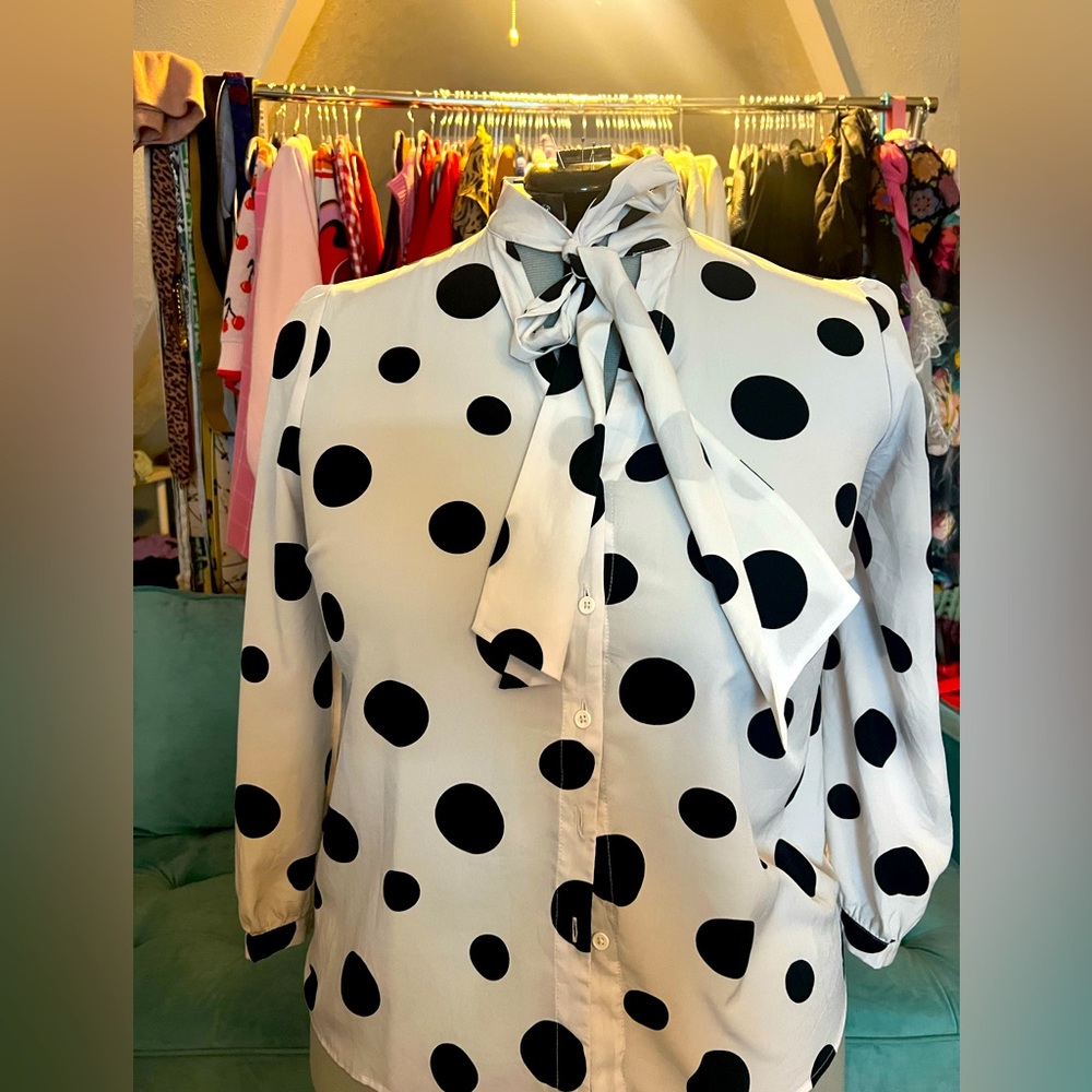 Eloquii Black Polka Dot Blouse